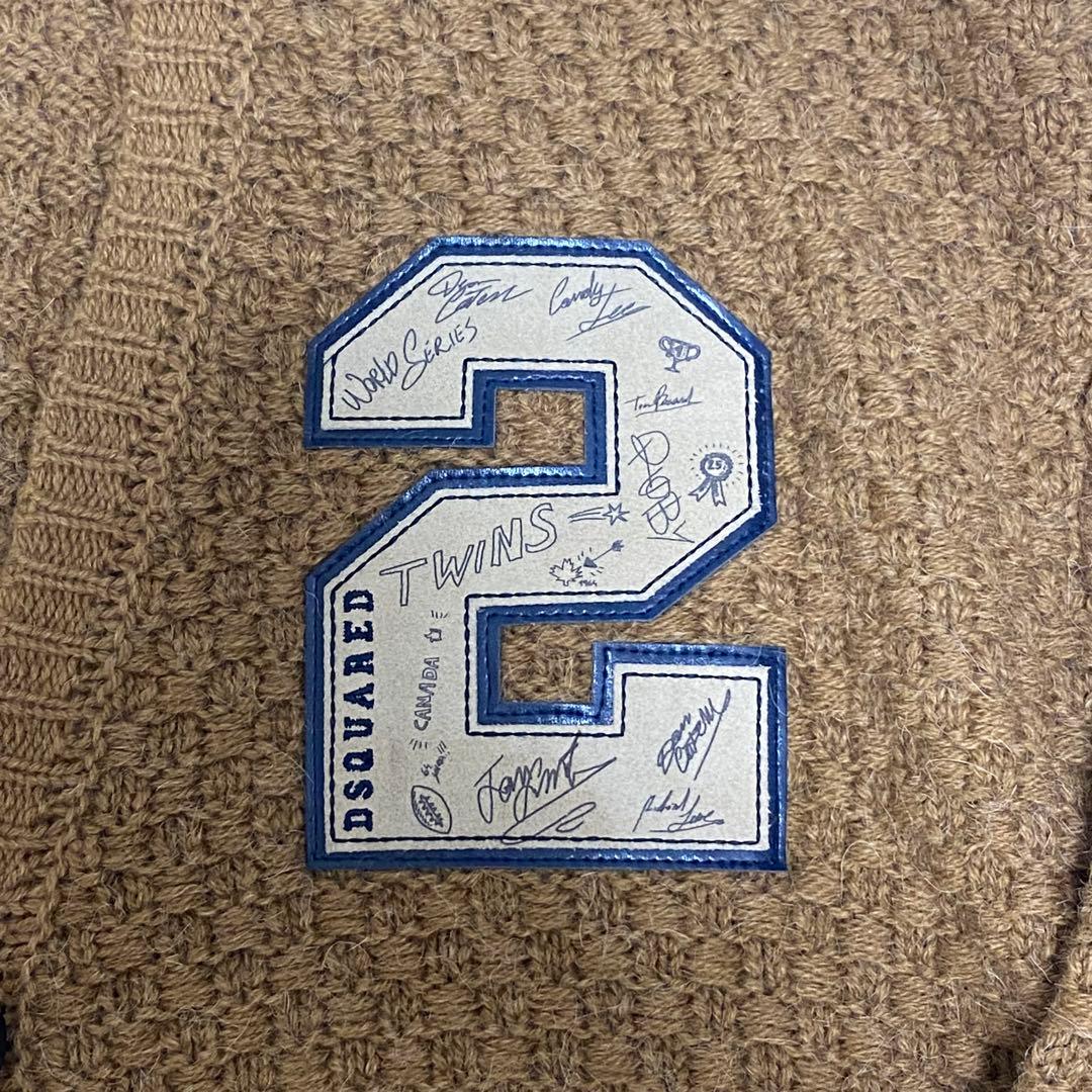 高橋海斗着用✨DSQUARED2 ビッグカーディガン アルパカ混 レザーワッペン