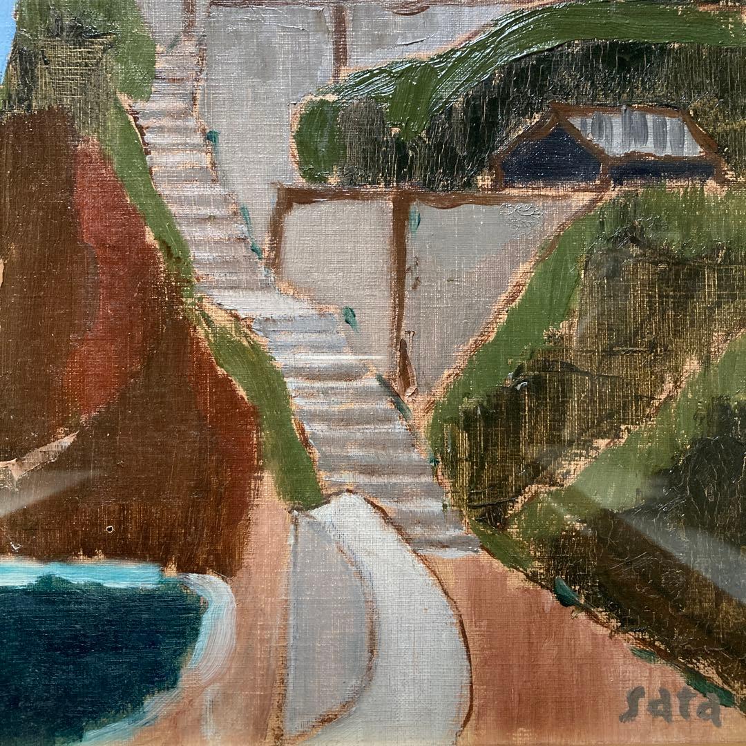 佐田勝「灯台」額46.4×37.2絵33.4×24.3cm師藤島武ニ東京美術学校