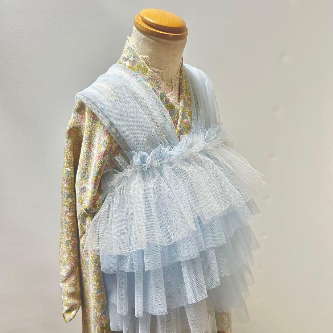 被布エプロン【Babyブルー】被布ドレス チュール被布 被布 七五三 子供