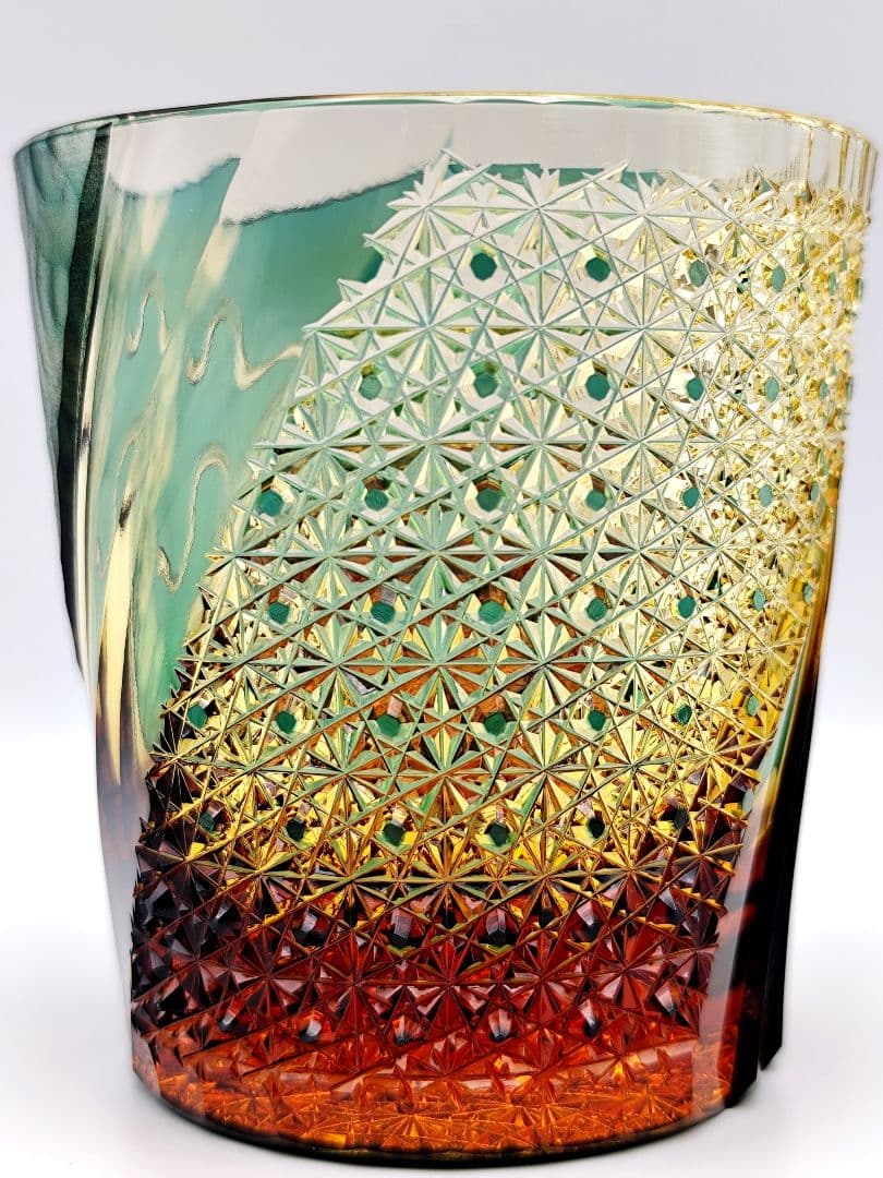 最上位作☆但野英芳 江戸切子 『風神』ロックグラス（切子 江戸切子