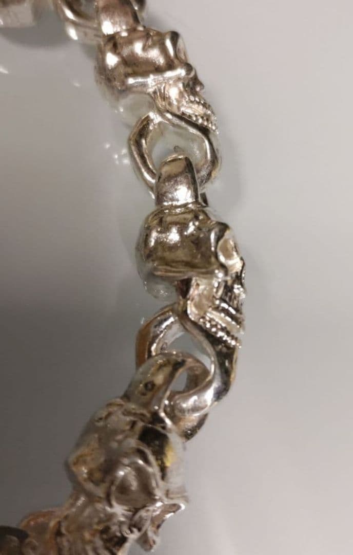 新品スカルチェーンブレスレット髑髏検索用S925刻印ガボールハーレー