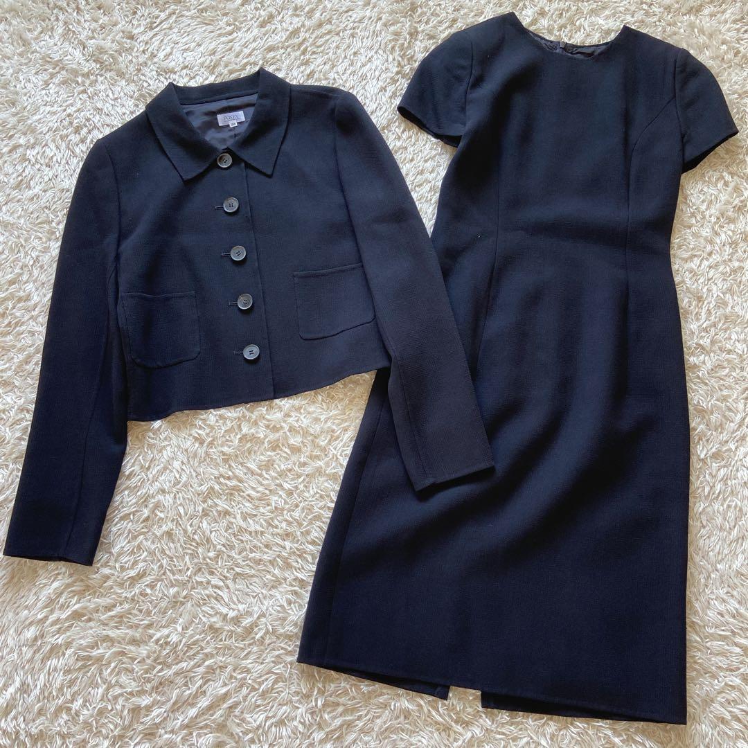 美品 フォクシー お受験サクセススーツ38 濃紺ネイビー ワンピース