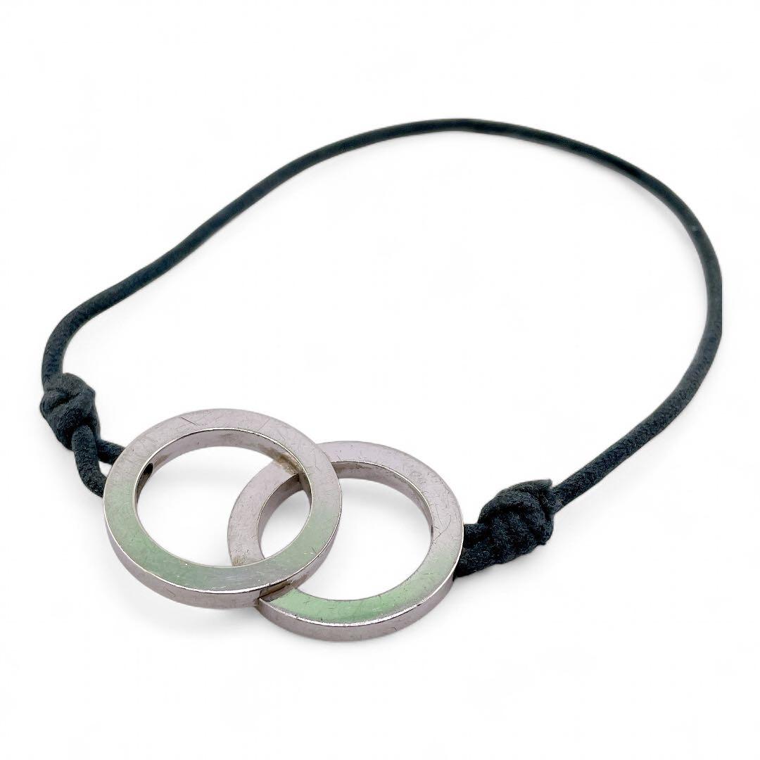 ブルガリBVLGARI ダブルサークル ブレスレット シルバー ブラック