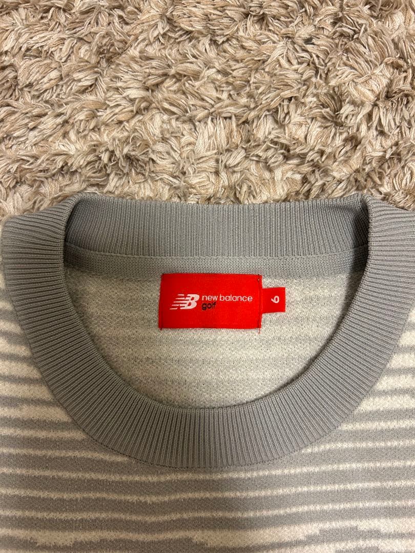 new balance ゴルフ セーター グレー ストライプ