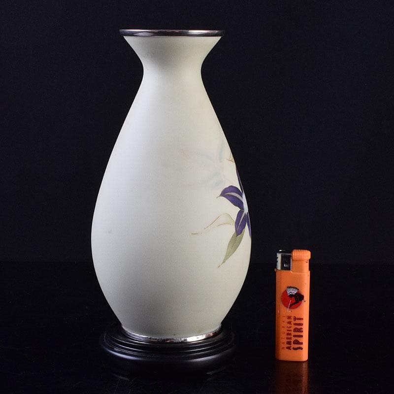 七宝焼 服部喜久作 花文 花瓶 唐木台付 共箱 V R9527 - メルカリ