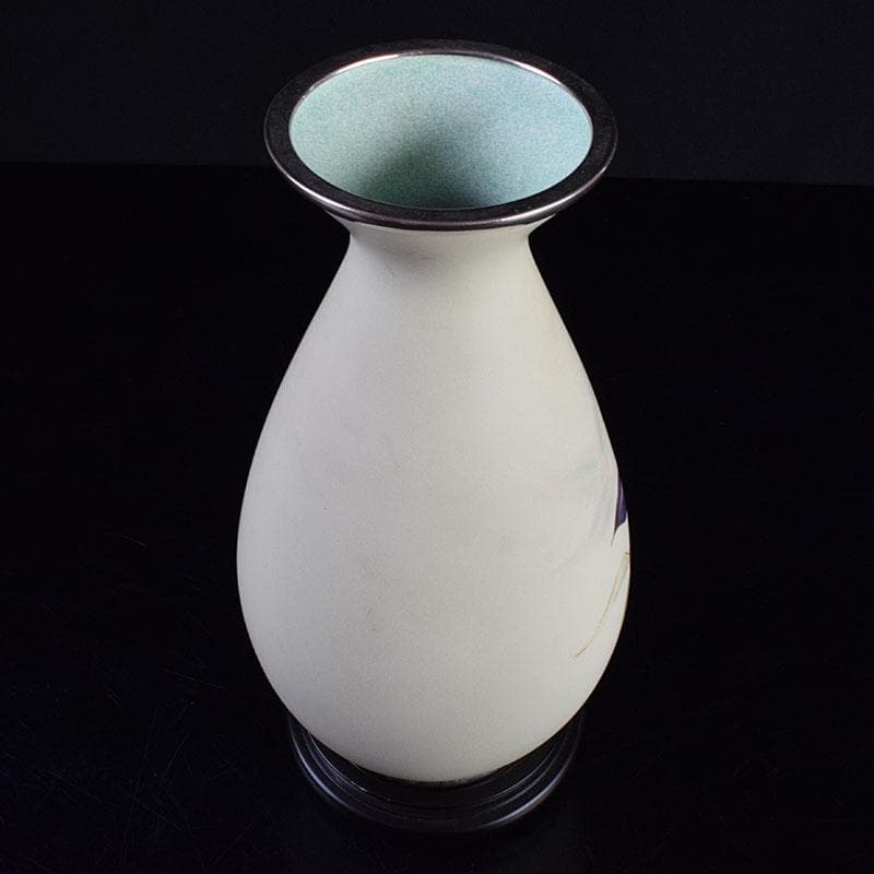 七宝焼 服部喜久作 花文 花瓶 唐木台付 共箱 V R9527 - メルカリ