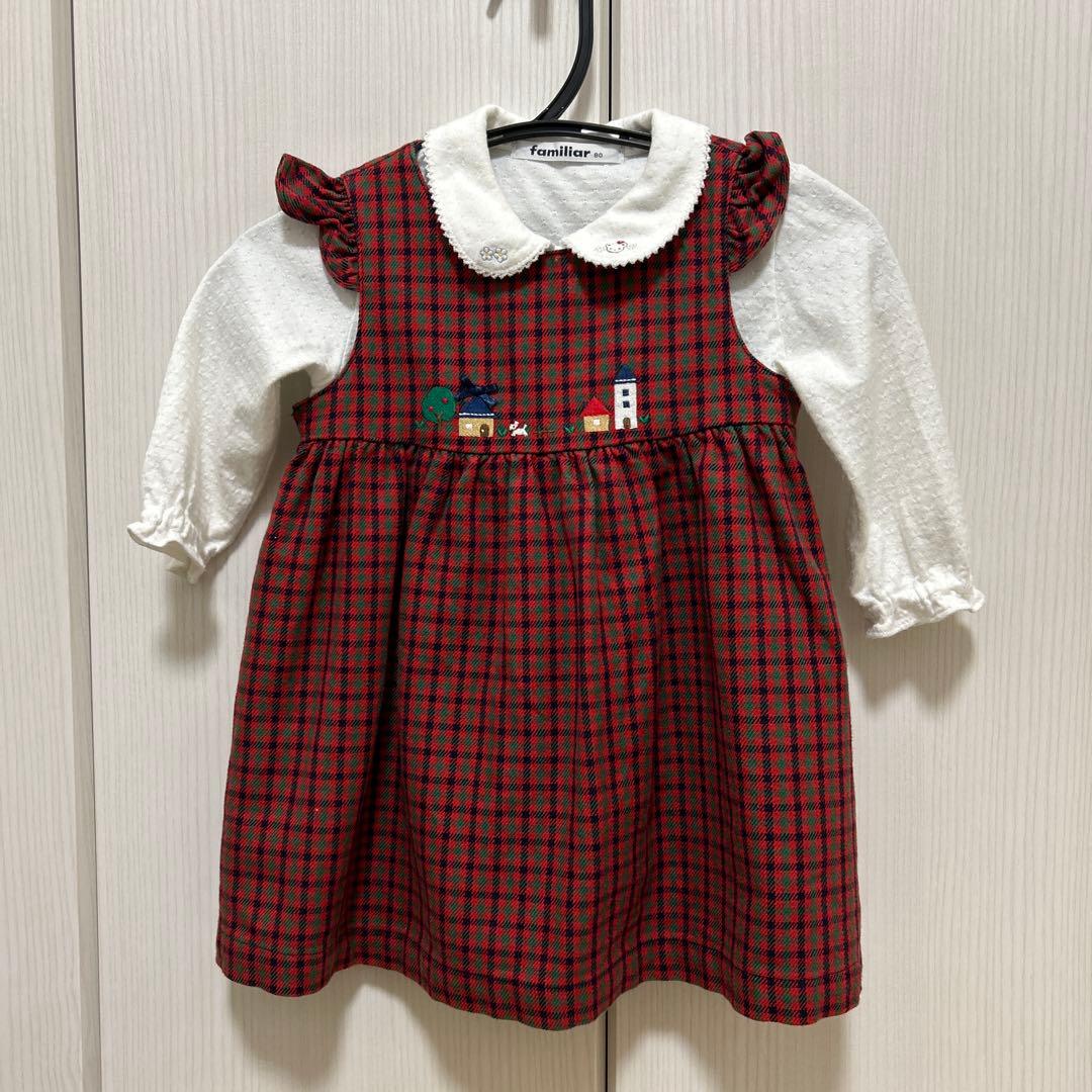 【限定価格！familiar 2点】チェック柄フリル付きワンピース&ブラウス Lajour｜フリルギャザーチェック柄ワンピース | Rakuten Fashion(楽天