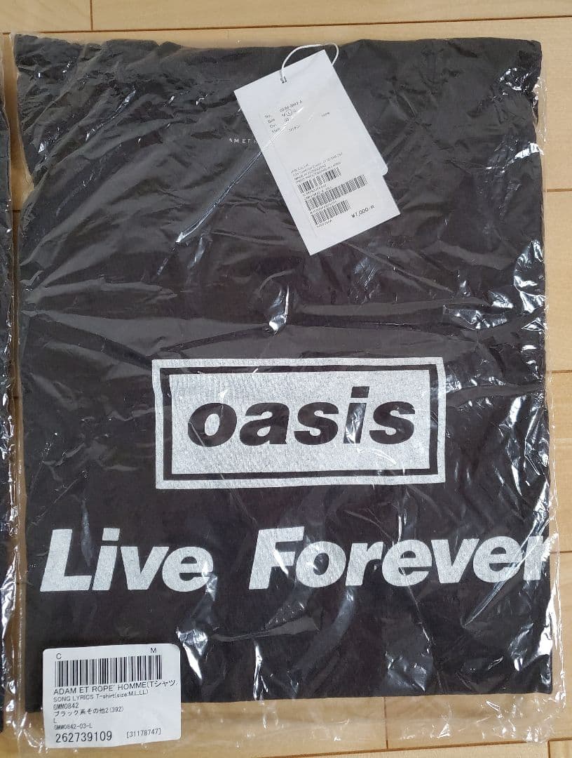 【新品】オアシス×アダムエロペ歌詞Tシャツ半袖L3枚セット第1段デザイン