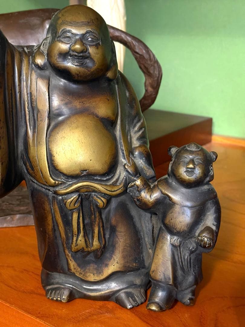 布袋尊　置き物　縁起物 布袋様 布袋尊 置物 銅製 中 大 特大 縁起 ご利益 開運 贈り物 金運
