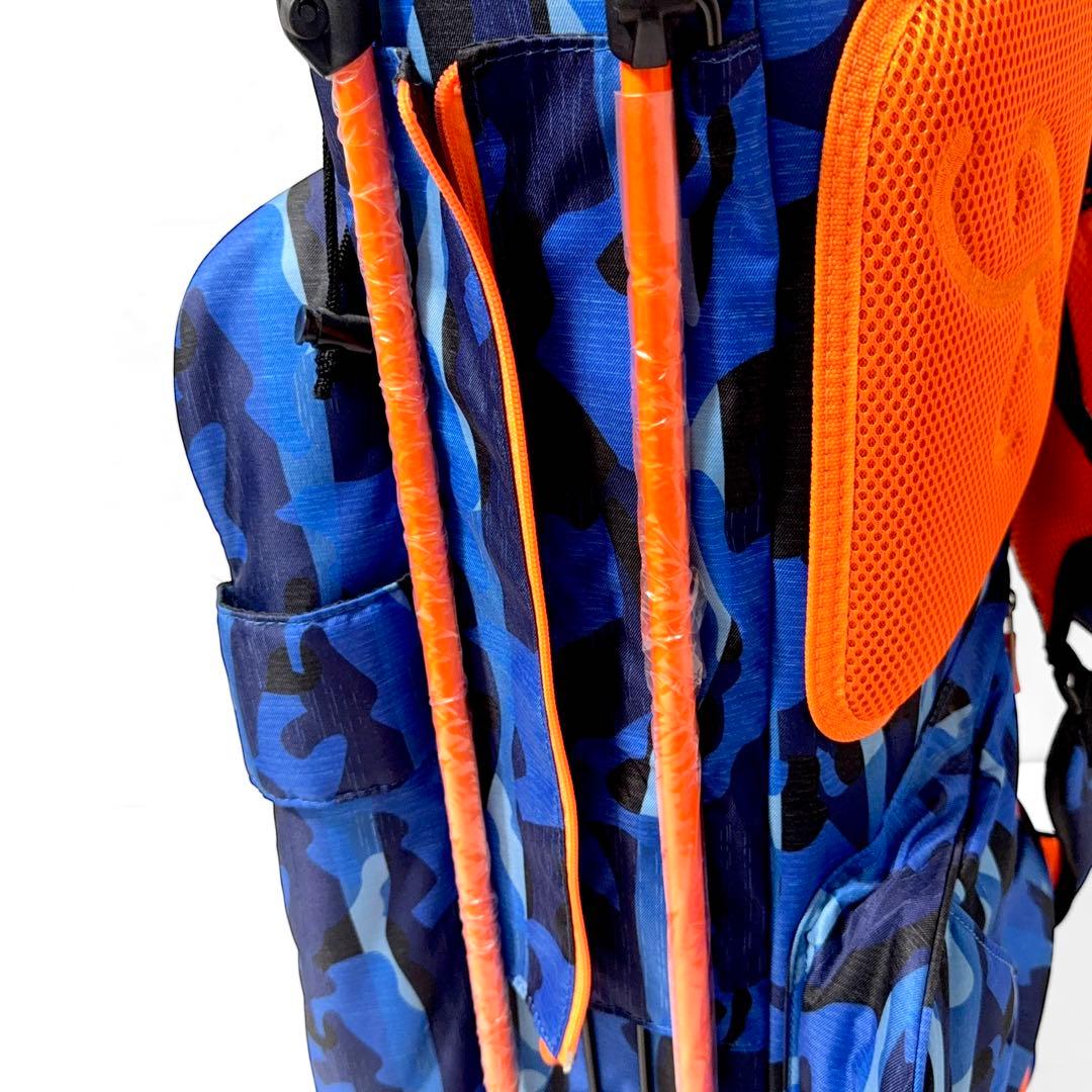 美品】Riviera キャディバッグ ネイビー/オレンジ 迷彩 - ゴルフバッグ