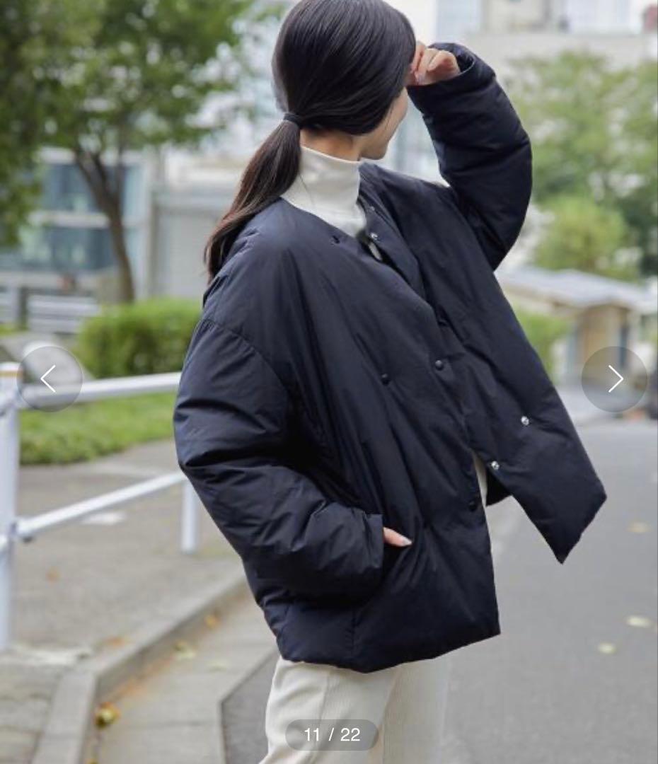 ステッチレス ノーカラー ダウンコート -撥水-