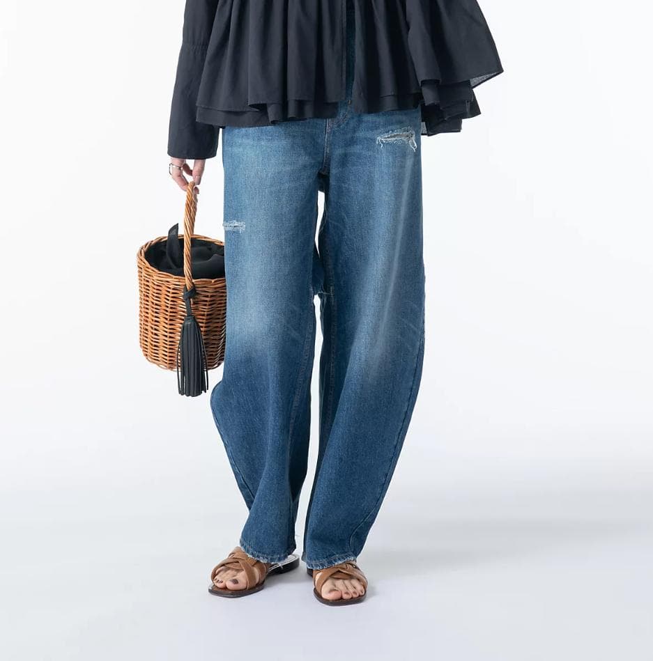 Curensology&RCダメージカーヴィーデニムパンツディープブルー34