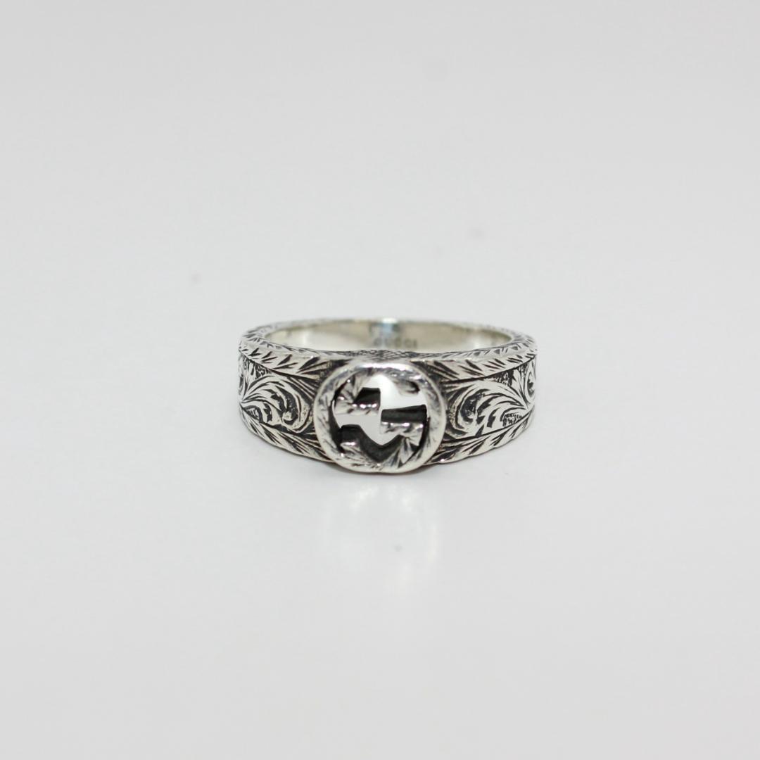 美品 GUCCI グッチ インターロッキング シルバー リング 指輪 13号