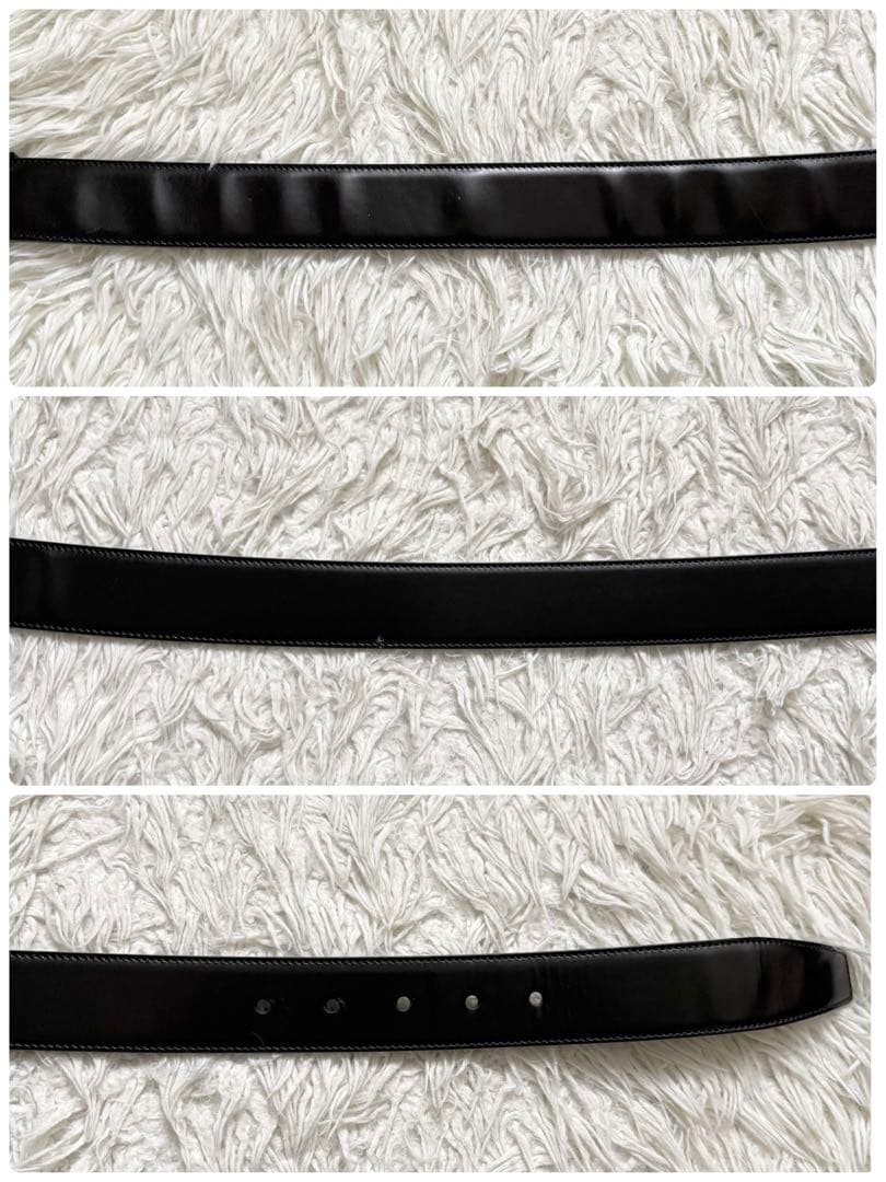 良品 PRADA プラダ レザーベルト 機関車プレート 05379 黒 銀 - メルカリ