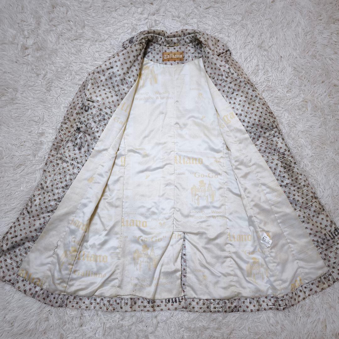 美品】 ガリアーノ galliano 総柄 中綿 ロングコート 38 M
