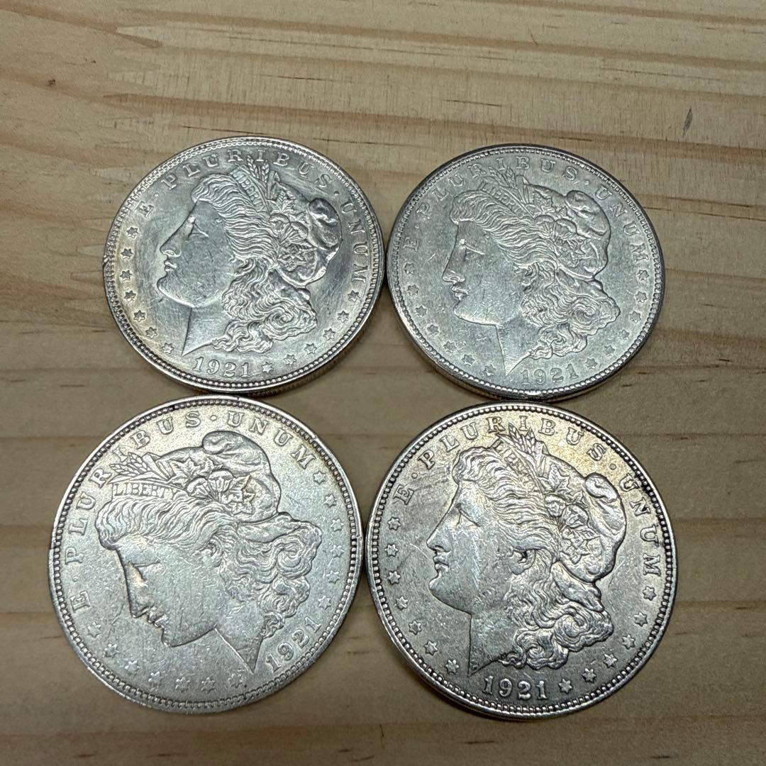 Y*様 アメリカ　モルガン銀貨 1921年 4枚セット アンティークコイン アメリカ 1ドル モルガン銀貨1921-D ＄1 PCGS MS67