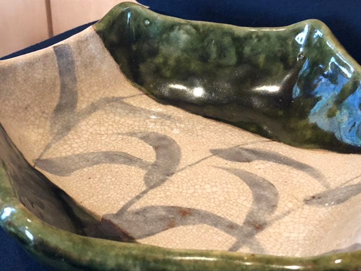 霞仙窯 織部 瀬戸赤津焼 六角大鉢 盛り鉢 貫入 - メルカリ