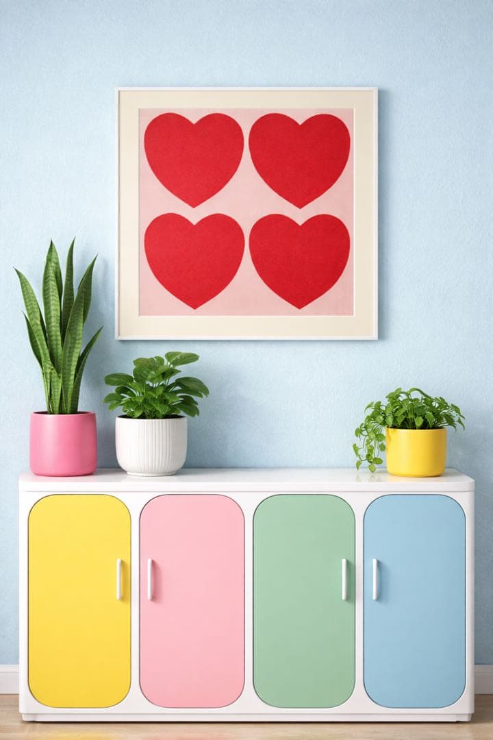 【額装済】アンディ・ウォーホル ポスター「4つのハート」世界堂 額縁