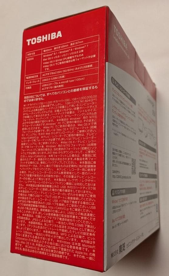 TOSHIBA　外付けハードディスク　1.0TB