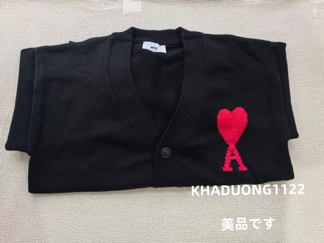 AMI paris 黒 カーディガン ハート刺繍 Mサイズ - メルカリ