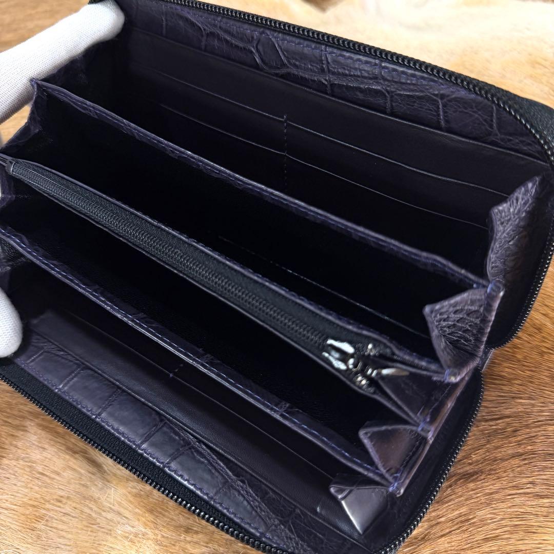 新品同様 JRA定12万 最高峰 クロコダイル ポロサス 無双 長財布 紫