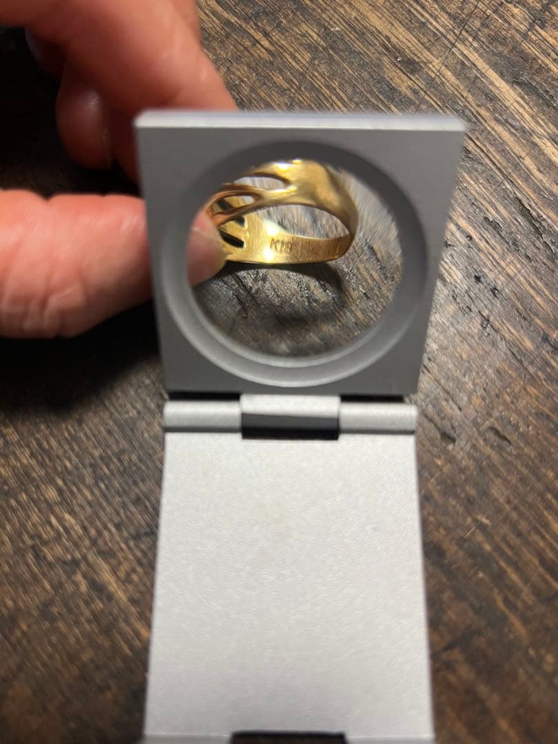 k18 YG ダイヤ ビンテージ 透かし彫りリング 9〜10号 約2g 鑑定済み