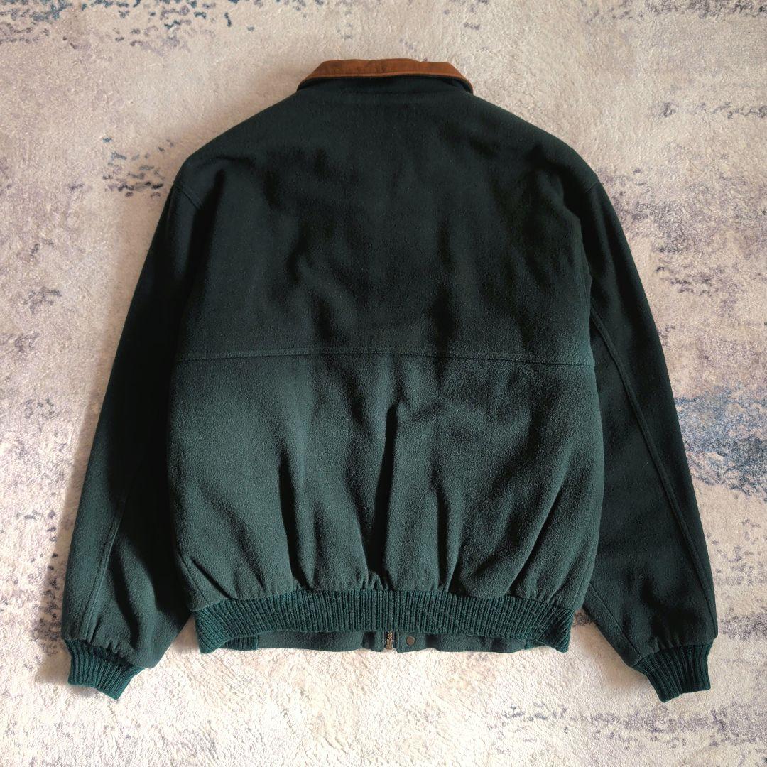 80s エルエルビーン ウールブルゾン レザー襟 ボンバージャケット USA
