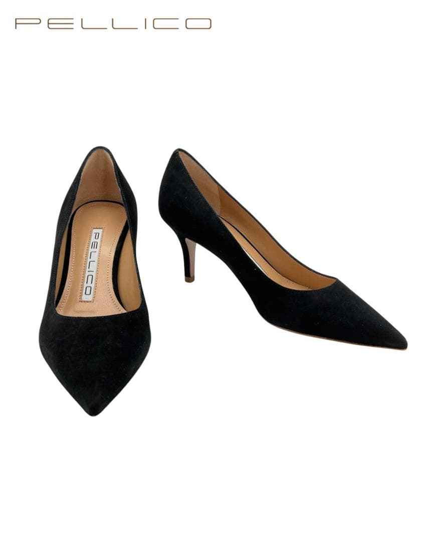 【新品】PELLICO スエードポインテッドトゥパンプス ブラック 34 PELLICO / ペリーコ | ポインテッドトゥ ヒールパンプス | 34 1/2