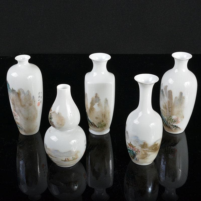 中国 景徳鎮製 薄胎粉彩 山水文 小瓶 5点 V R4336 - メルカリ