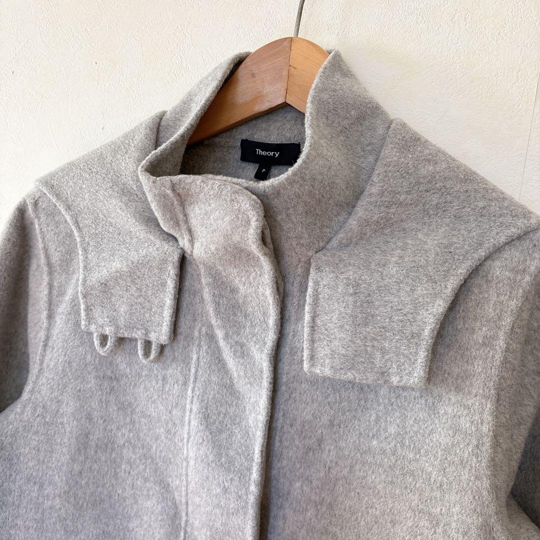 美品✨Theory カシミヤ混ダッフルコート ダブルフェイス グレー S