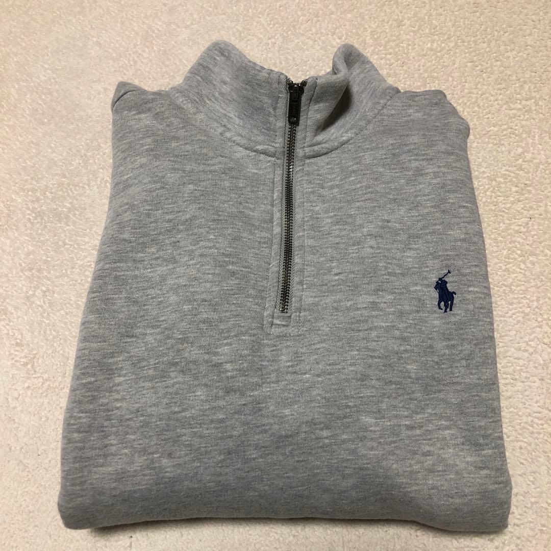 ポロラルフローレン ハーフジップスウェット 裏起毛 グレー 現行QR XL