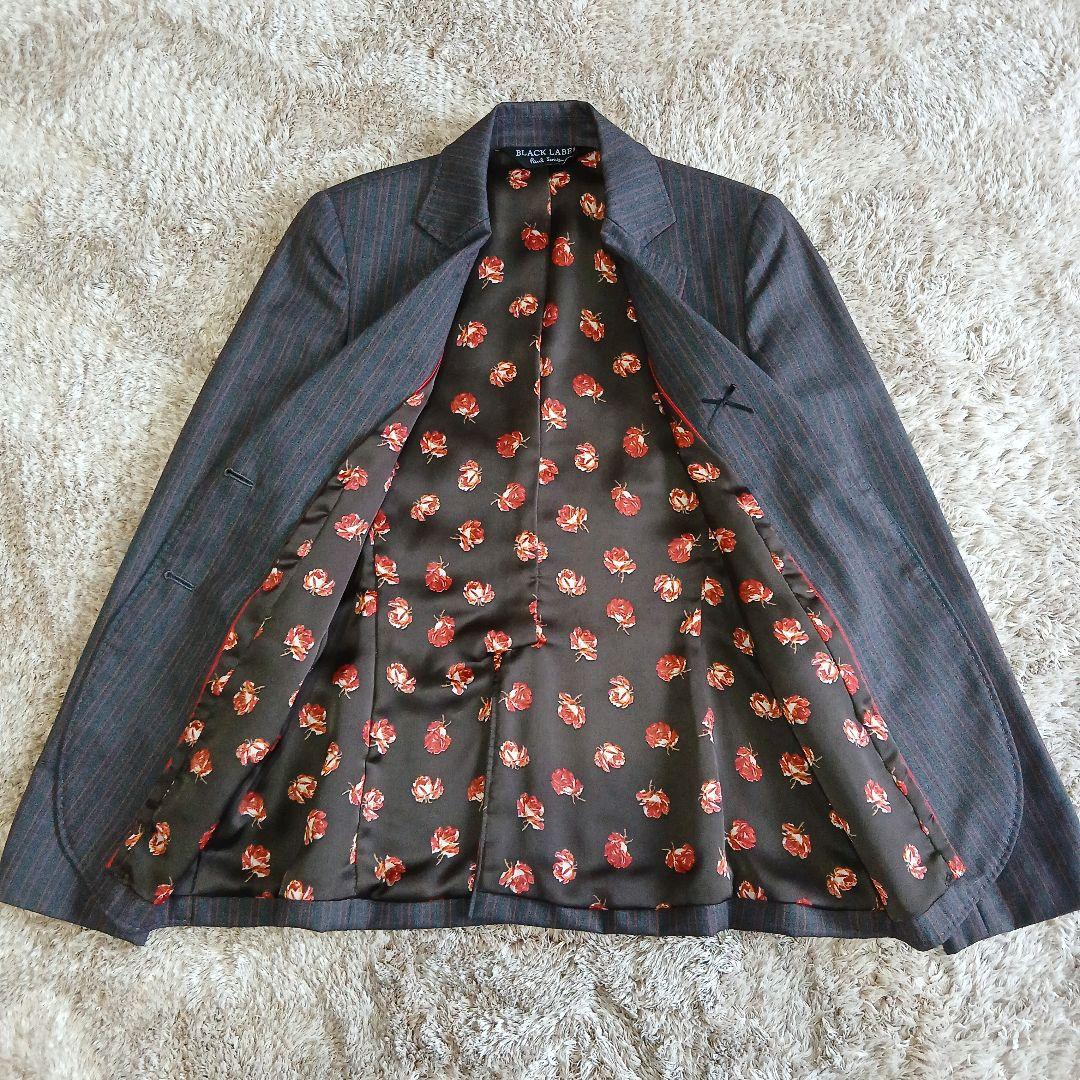 美品】 ポールスミス ブラック パンツスーツ ストライプ 裏地花柄 総裏