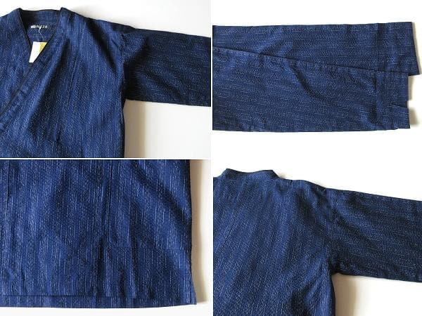 新品タグ付 林田 阿波正藍しじら織り 重ね襟羽織り S 藍色 インディゴ