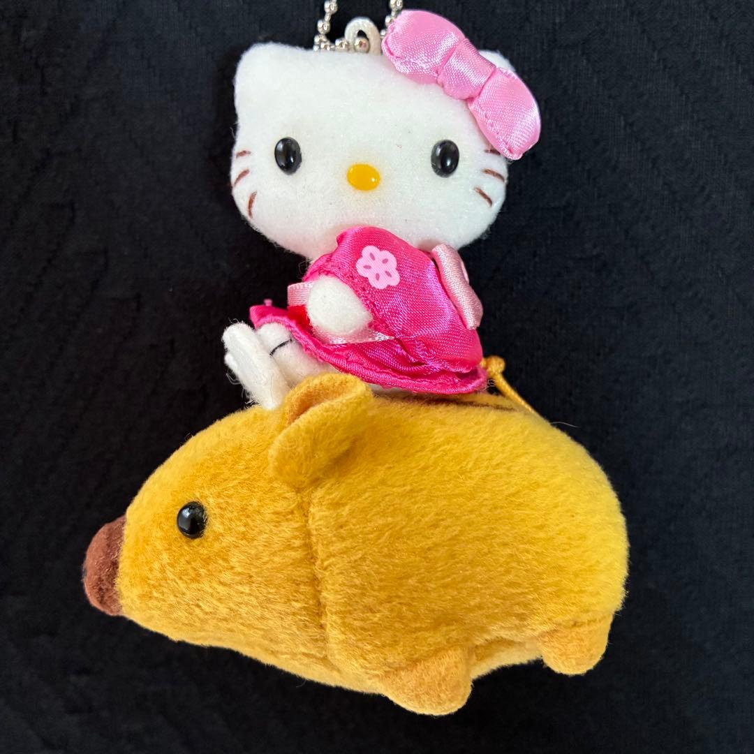 ☆激レア☆ 未使用　♡ハローキティ イノシシ ぬいぐるみ♡ボールチェーン付き ボールチェーンマスコット ブラウン [ハローキティ（ヒョウ柄シリーズ