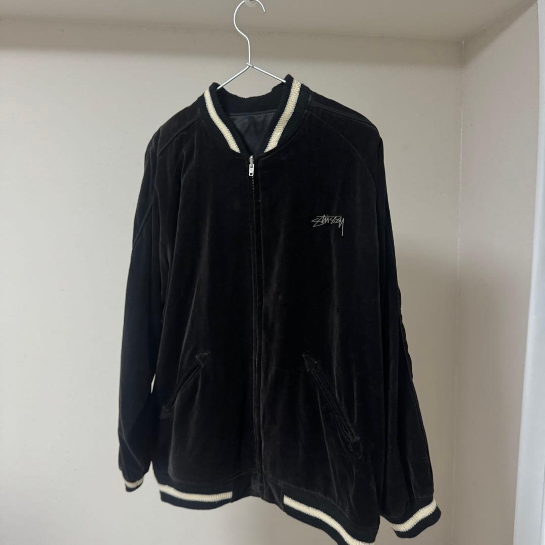 激レア】Stussy リバーシブル刺繍スカルベロアスカジャン