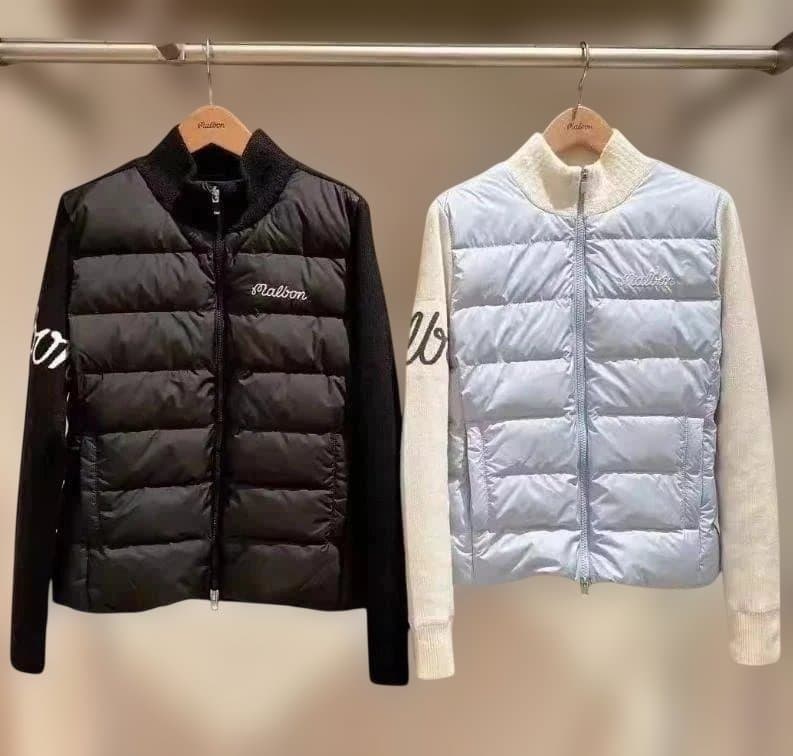 Malbon ゴルフ レディース ダウン ニット ジップアップ 冬モデル