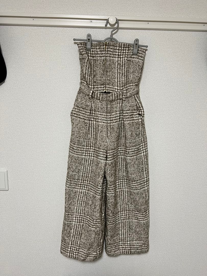 アニュアンス ウールチェックツイードオールインワン ベージュ - メルカリ