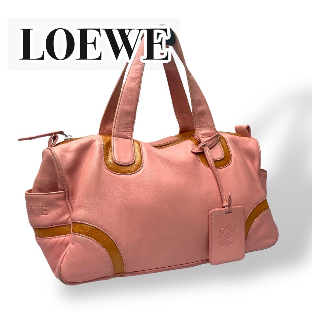 LOEWE ロエベ　ミニボストンバッグ　シープスキン　ピンク　アナグラムチャーム LOEWE（ロエベ） アマソナ28 ハンドバッグ ミニボストンバッグ レザー