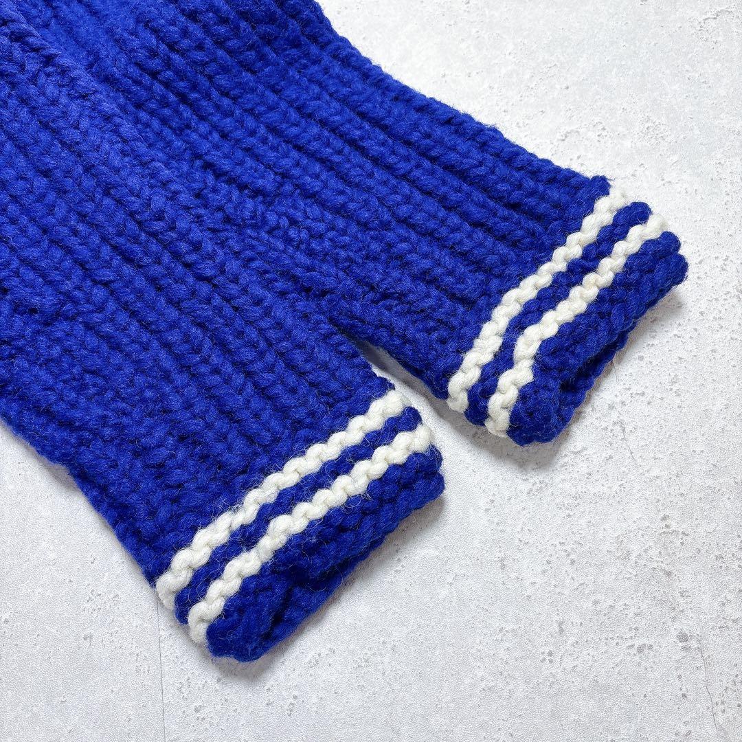 カナタ カウチンニット ブルー 現行タグ 肉厚カーディガン 希少カラー