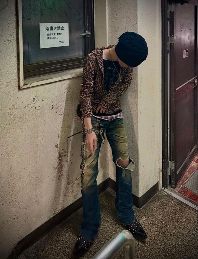 ジップパーカー レオパード y2k 平成 お兄系 ギャル男平成男子 ヒョウ