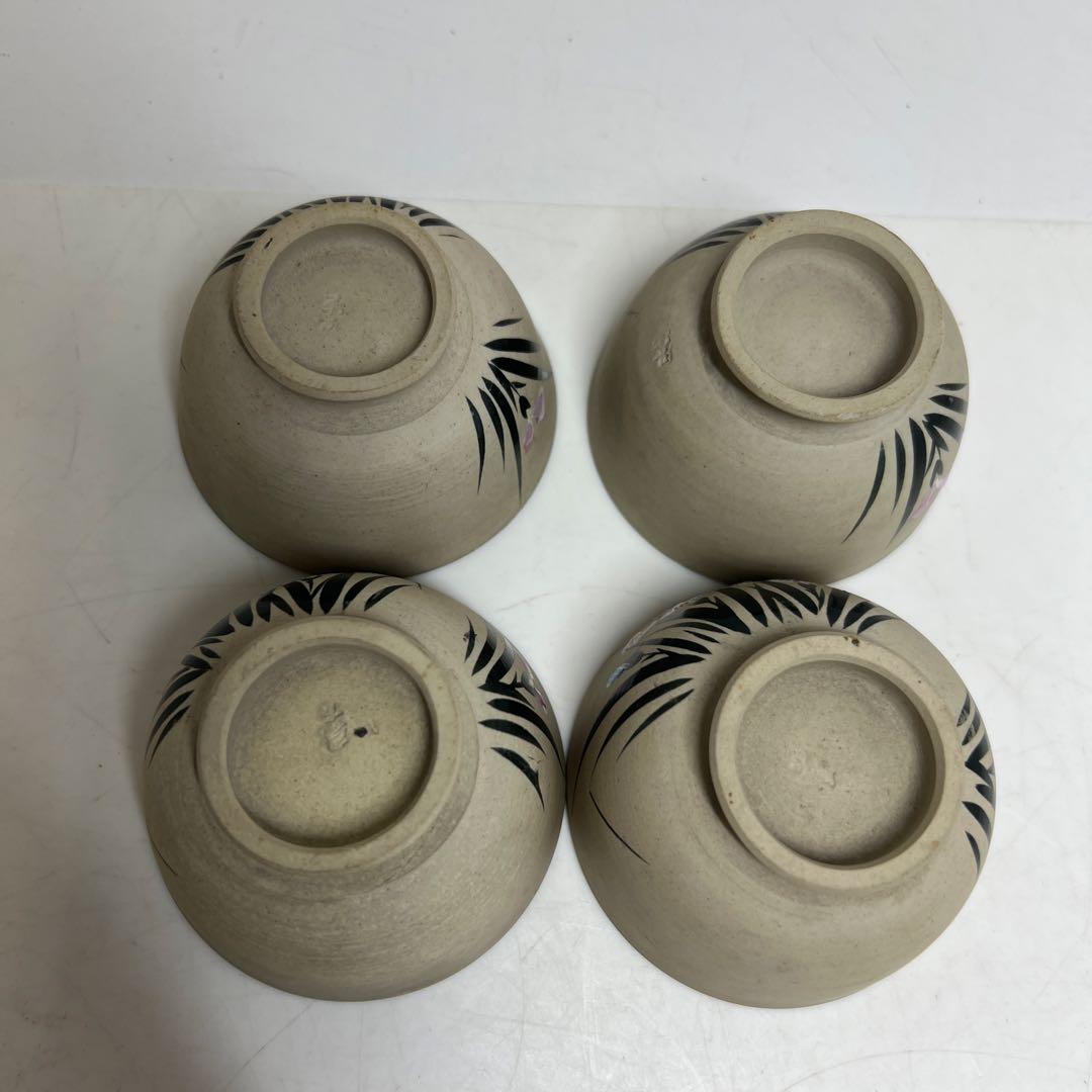 萬古焼 色絵 煎茶碗4客 口径7.2㎝ 東さ8-0124①