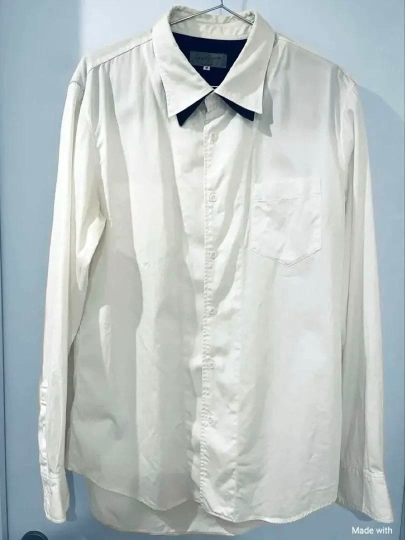 本日限定ヨウジヤマモト プールオム　長袖シャツ　L 襟裏黒 オキシ洗浄済み 美品 ヨウジヤマモト プールオム 長袖シャツ L 襟裏黒 オキシ洗浄済み 美品