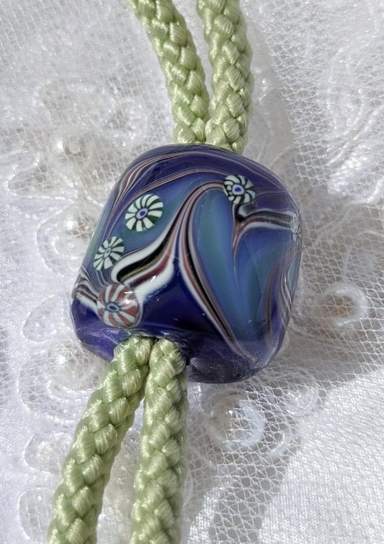 吉田正子トンボ玉（貳拾） 「江戸組み紐」ネックレス ガラス玉に込めた