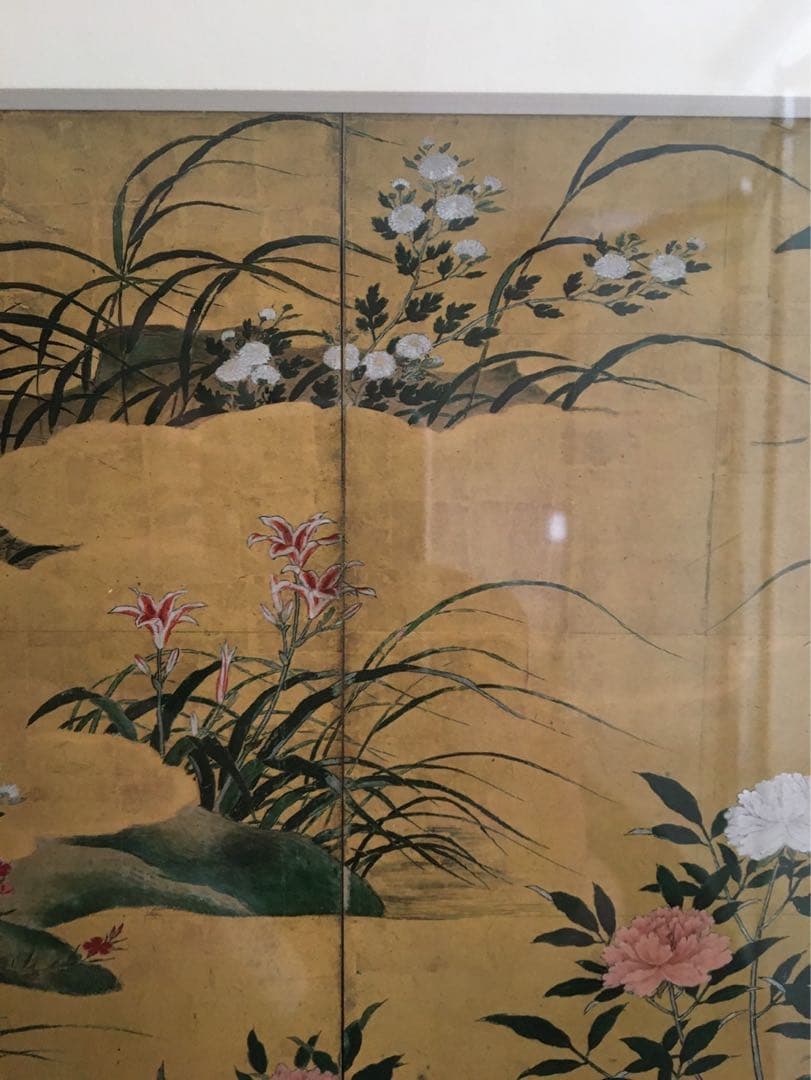四季草花図　印刷画　日本画 フレーム　額装　額縁