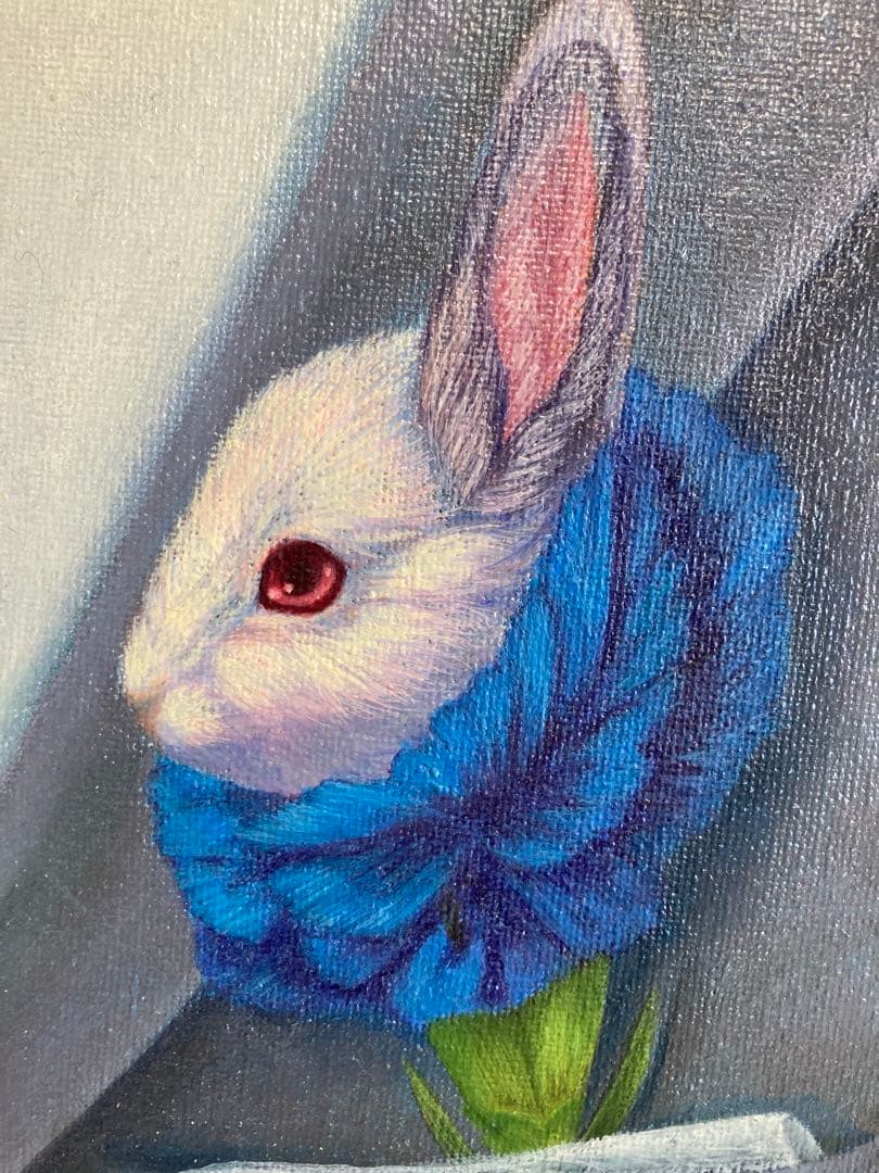 感情の花(うさぎ) 新人画家　大塚麻世 うさぎ　油彩 絵画　油絵　動物