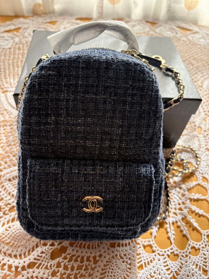 CHANEL ダークブルー ツイード リュック ノベルティ - メルカリ