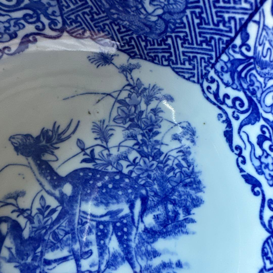 明治〜大正期 古伊万里 印判手 鹿に鳳凰龍人物文 丸鉢 K264 - メルカリ