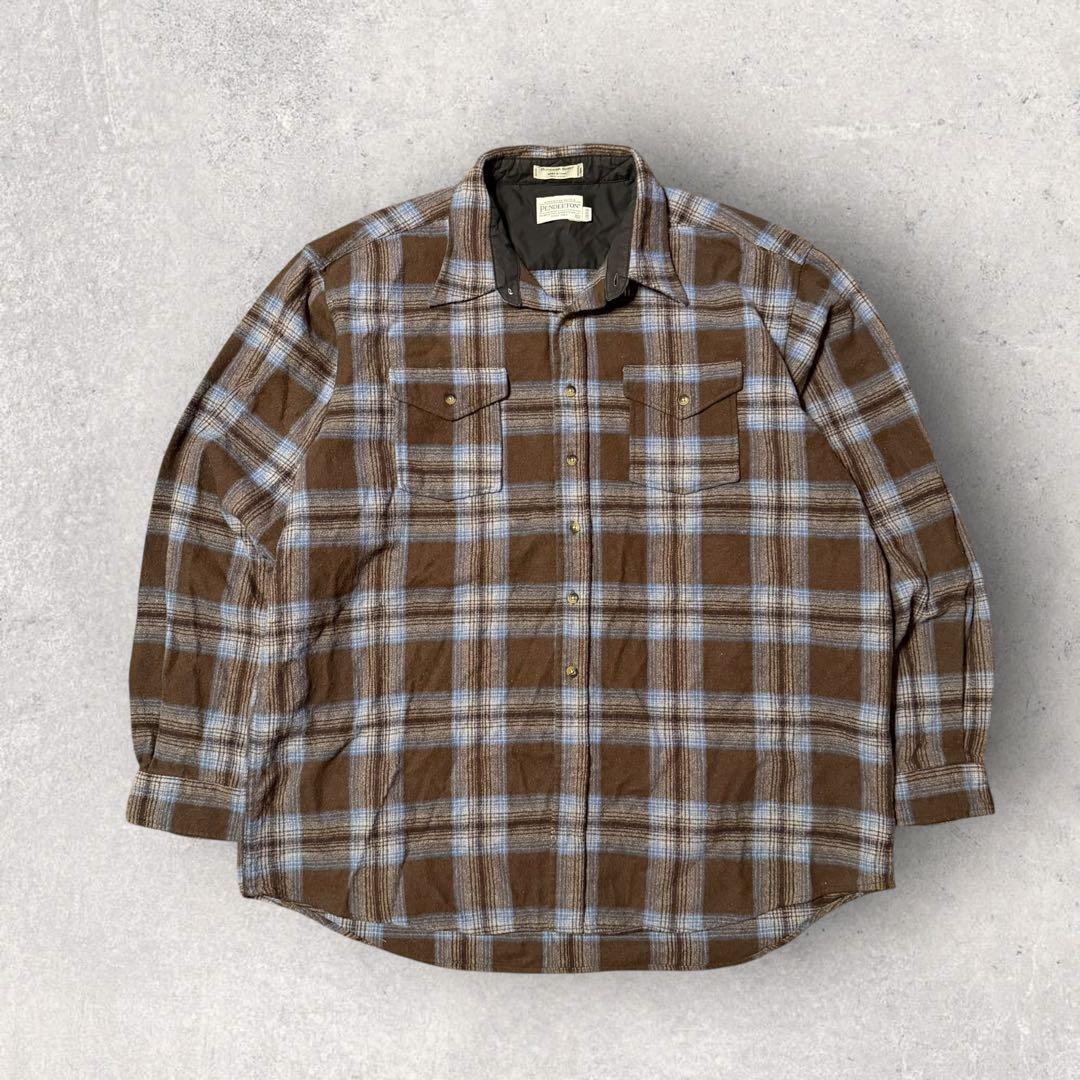 ペンドルトン】ネルシャツ チェック柄 2XL 茶色 ボードシャツ ウール b