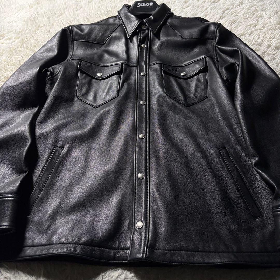 ベ*!様 極美品□schott レザージャケット 羊革 ラムレザー ブラック L