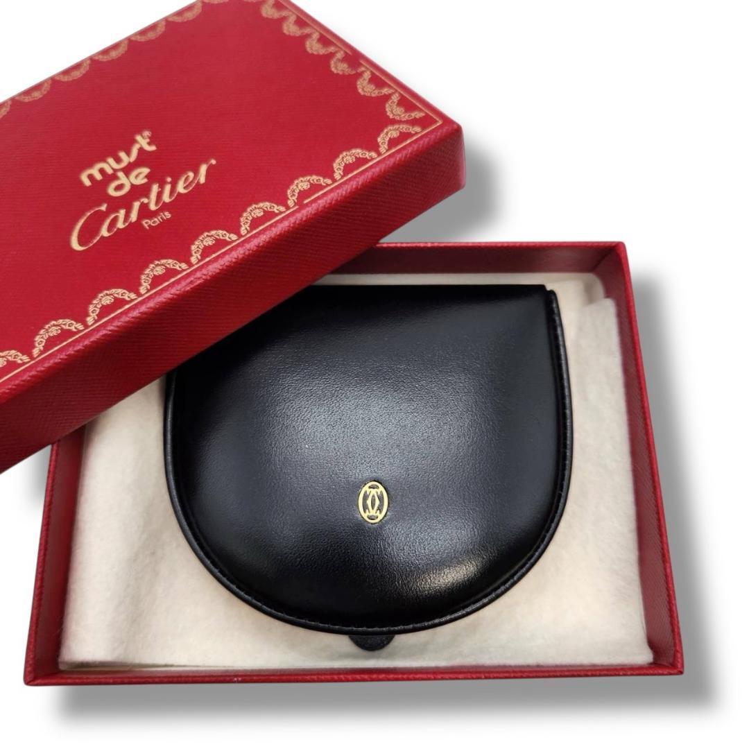 カルティエ ケース《マストドゥカルティエ》カーフレザー 黒 美品 未使用級